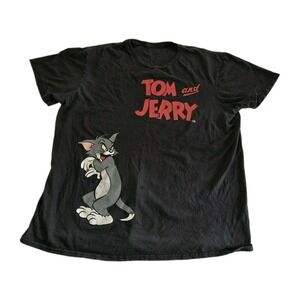 Tom & Jerry Adult Lg Black 2-sided Graphic T-shirt Size XL